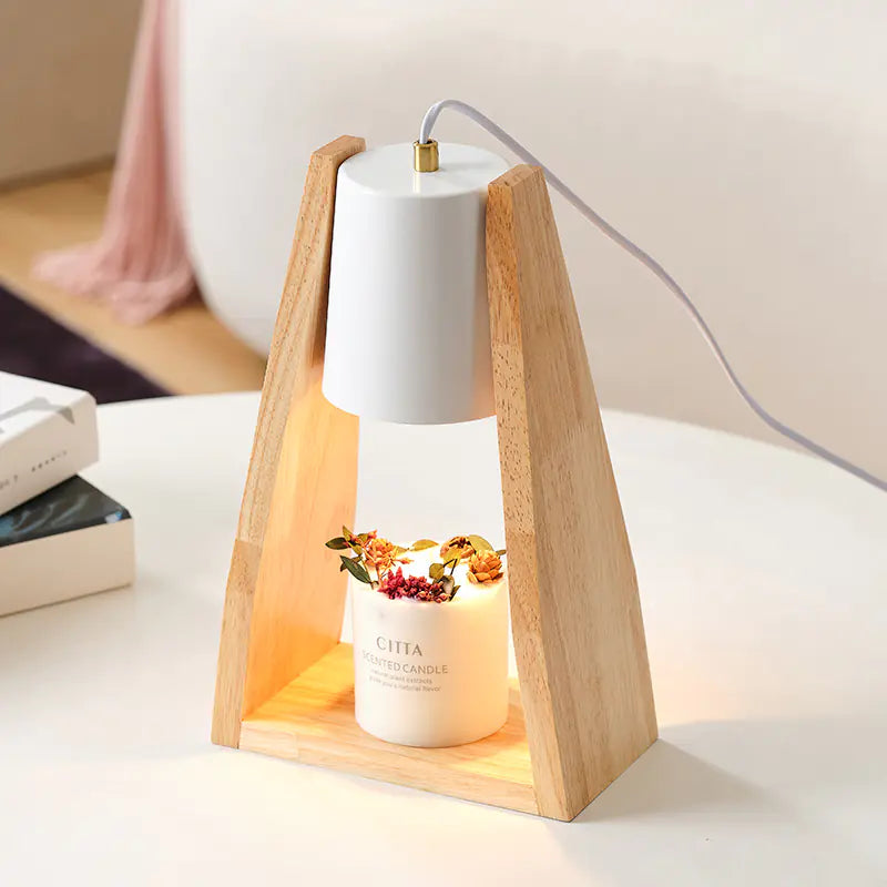 Japanese Wooden Aroma Wax Melt Lamp with Dimmer